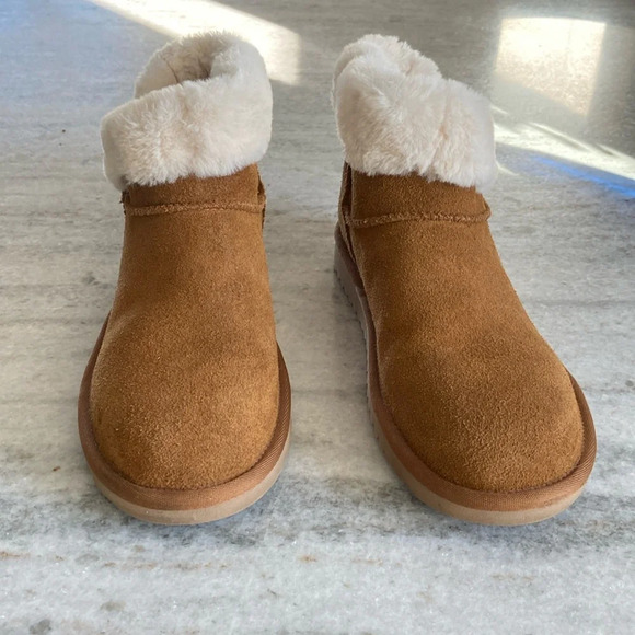 Koolaburra by Ugg Dexi Mini Women's Sze 8 Saddle Brown Faux Fur Lining Ankle EUC - Picture 2 of 9